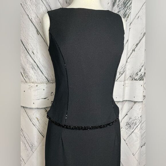Scott McClintock 90’s Black Formal Maxi Dress Sleeveless Beaded Sz. 8 - Picture 3 of 6